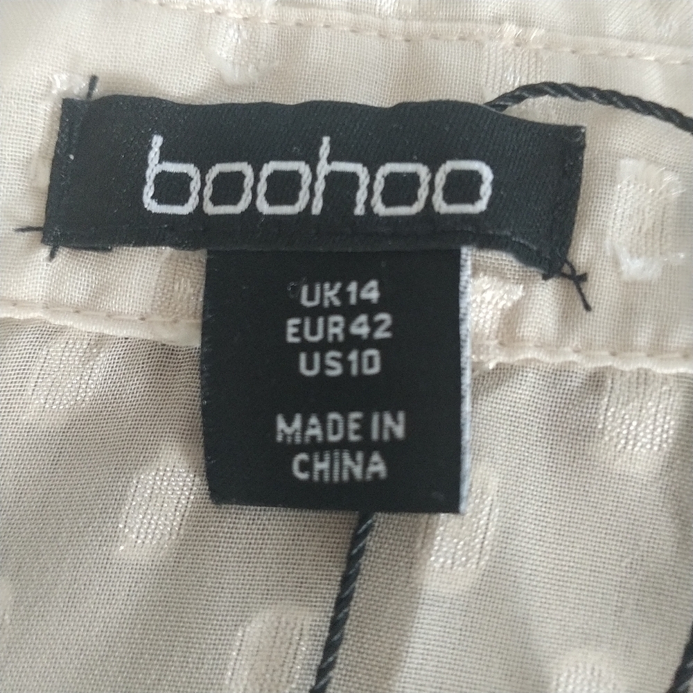 boohoo Dobby Chiffon Oversized Maxi Shirt Ecru 14 - Picture 9 of 12